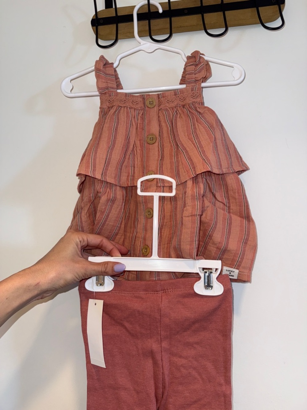 Lucky Brand Girls Rust Pink Striped Two-Piece Matching Set